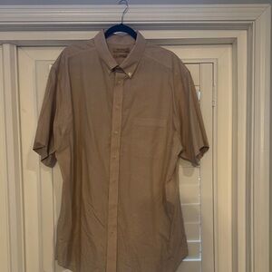 Roundtree & Yorke Men's Tan Checkered Shirt Non Iron Perfectly Performance 2XT